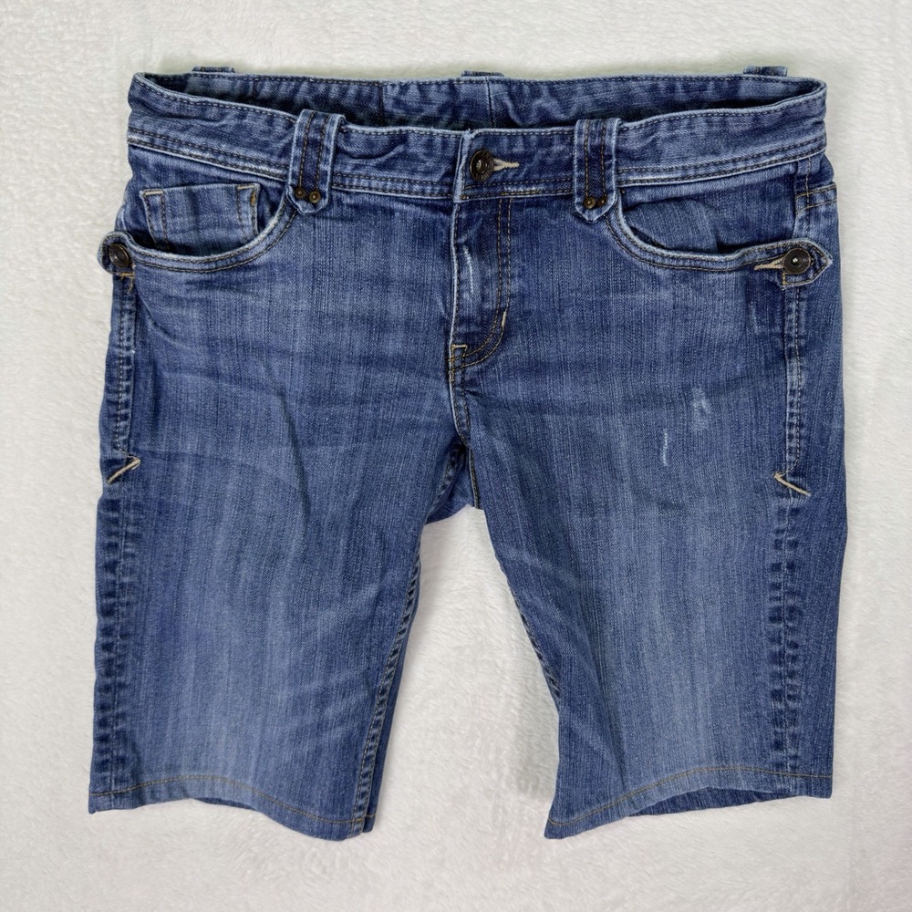 Armani Exchange A/X Shorts Womens‎ 6 Blue Denim Medium Wash Bermuda Dad Jorts